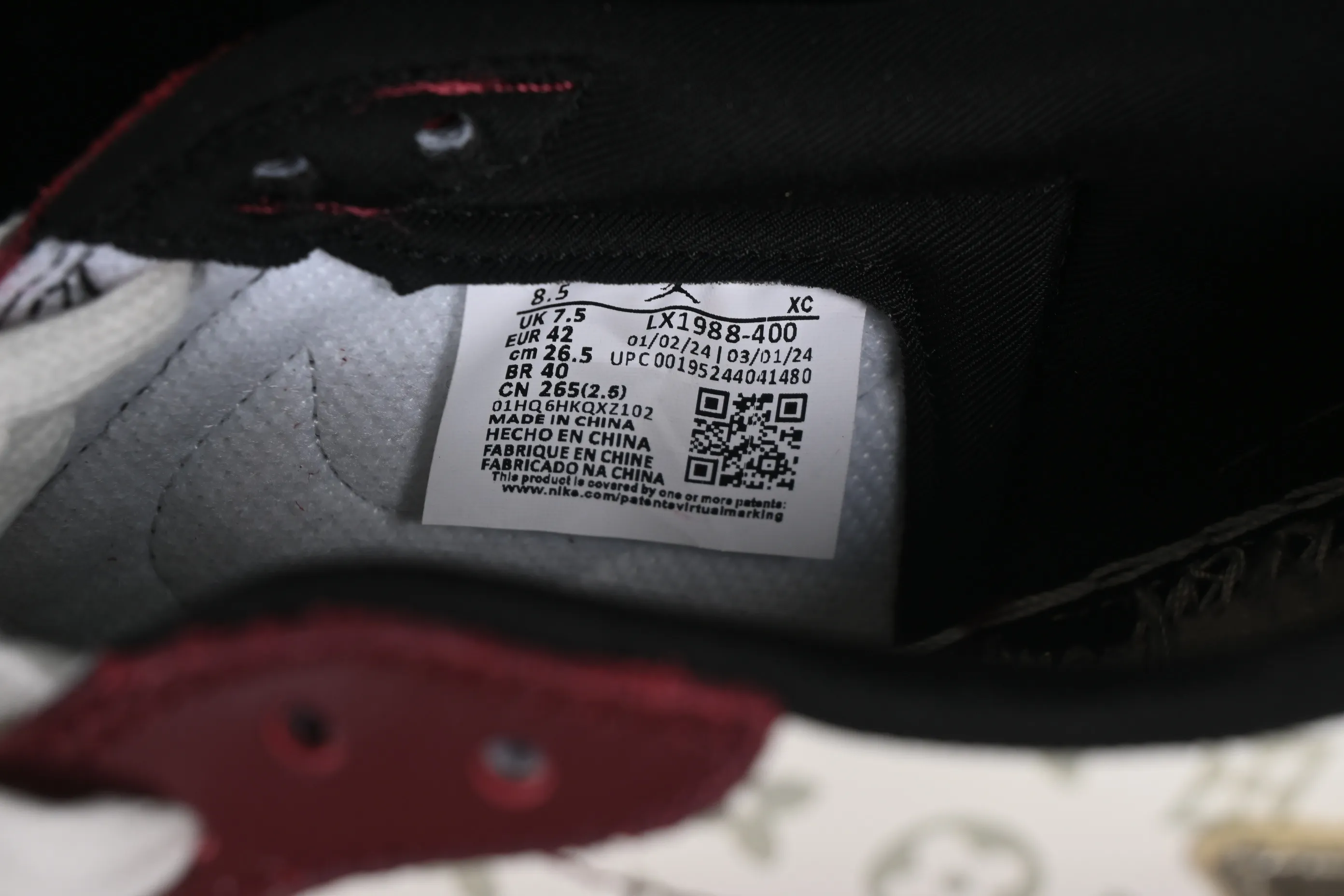 All categories Air Jordan Jordan series basketball shoes Air Jordan 1 Low Travis Scott x Fragment Design x Jordan Air Jordan 1 Low OG SP AJ1 Joe 1LV joint wine red print low-top cultural casual sneakers LX1988-400